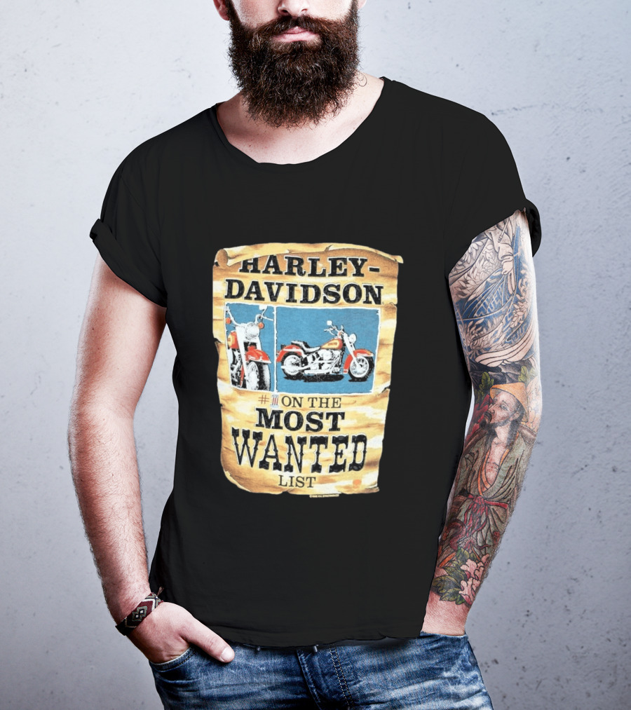 Harley Davidson #1 On The Most Wanted List Motorcycle 1986 Bismarck North Dakota T-Shirt