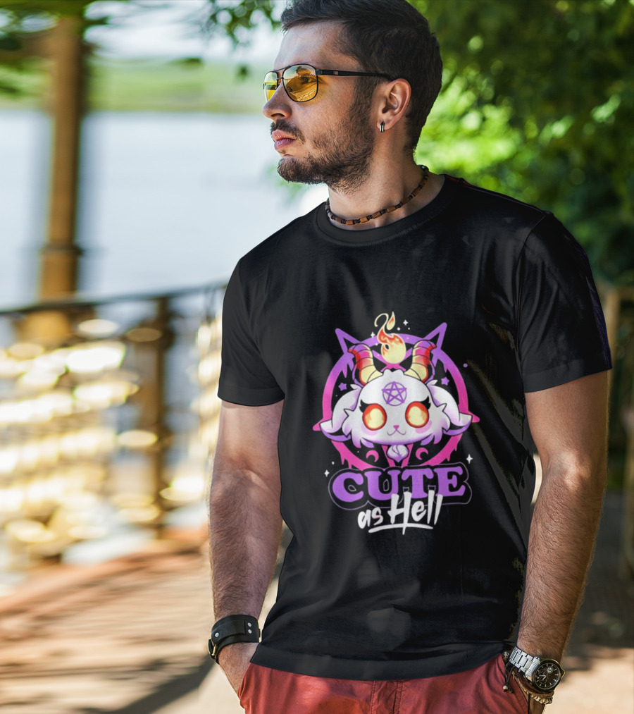 Cute As Hell Goat Demon Pentagram Flame T-Shirt