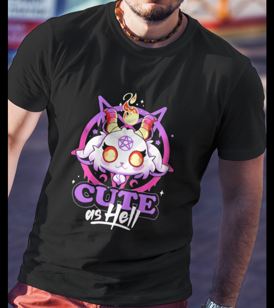 Cute As Hell Goat Demon Pentagram Flame T-Shirt