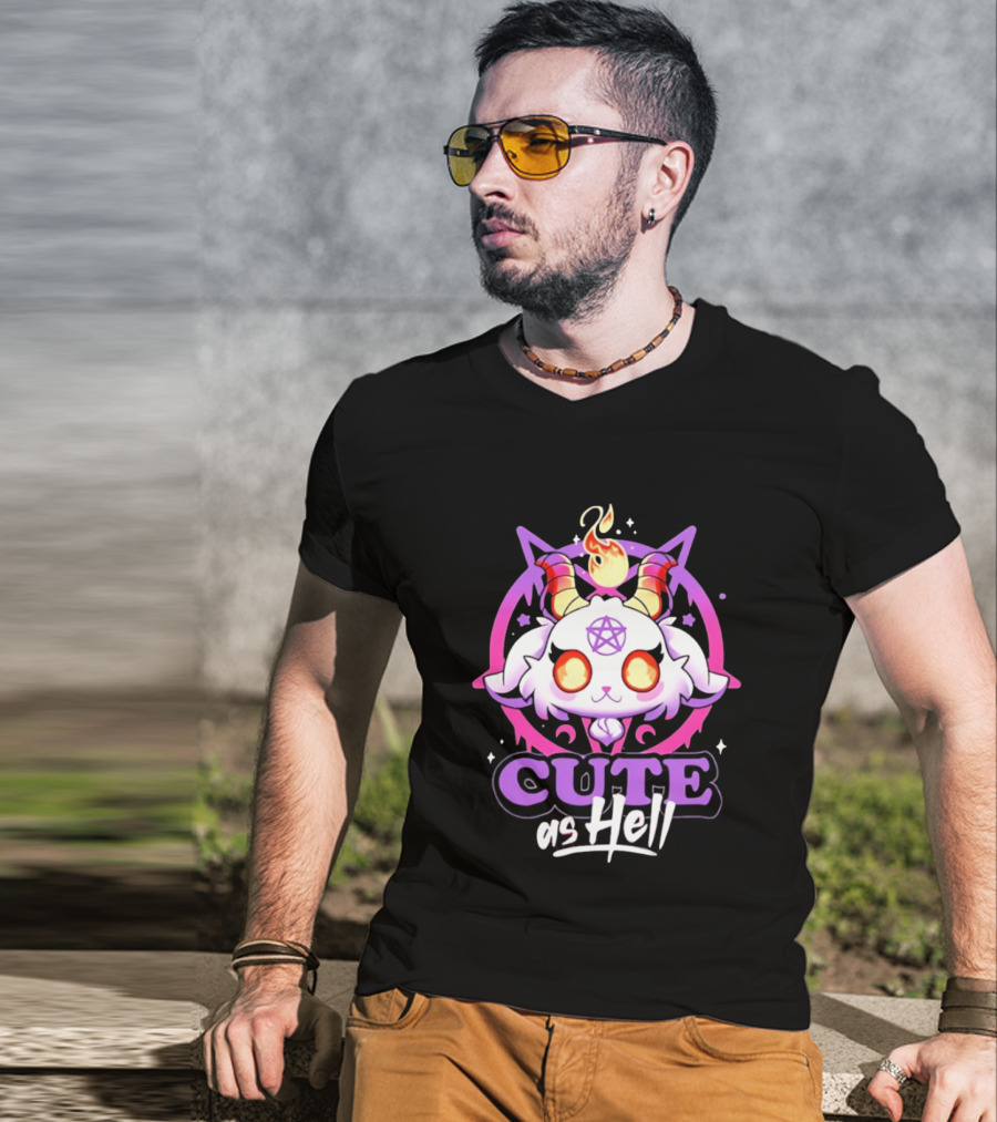 Cute As Hell Goat Demon Pentagram Flame T-Shirt