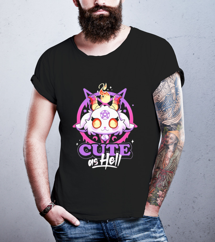 Cute As Hell Goat Demon Pentagram Flame T-Shirt