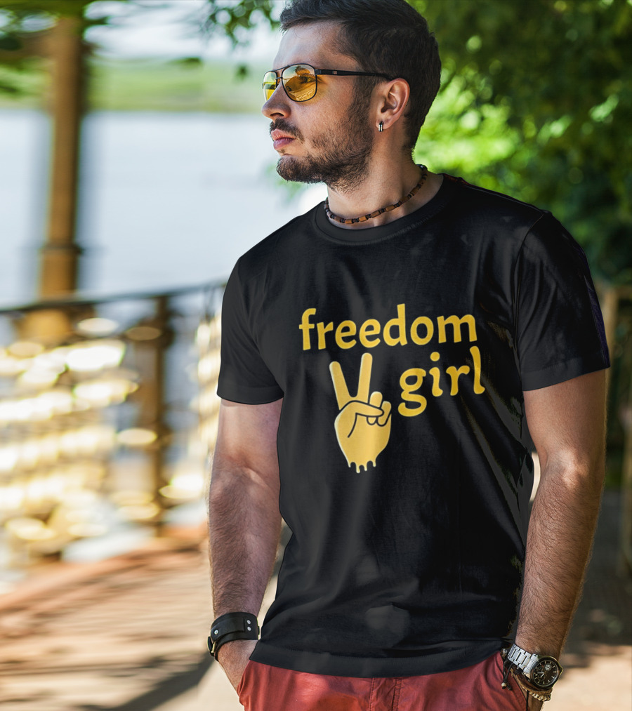 Freedom Girl Peace Sign Hand Gesture T-Shirt