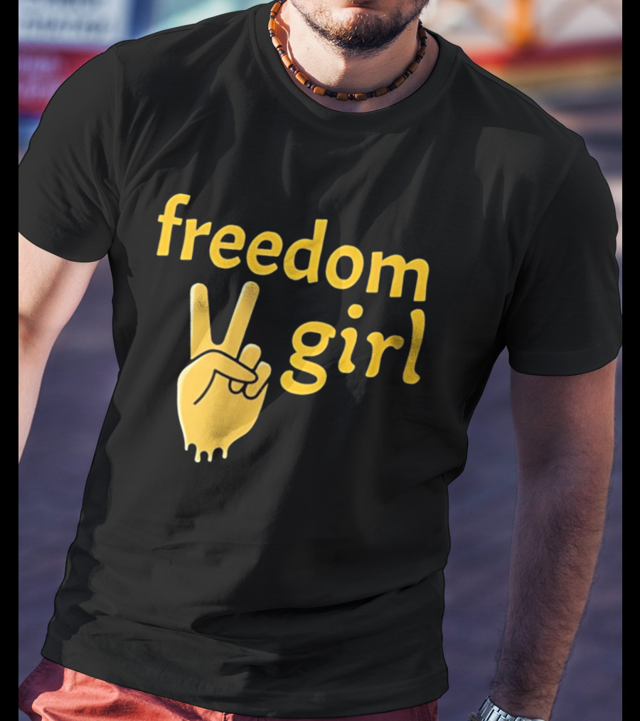 Freedom Girl Peace Sign Hand Gesture T-Shirt