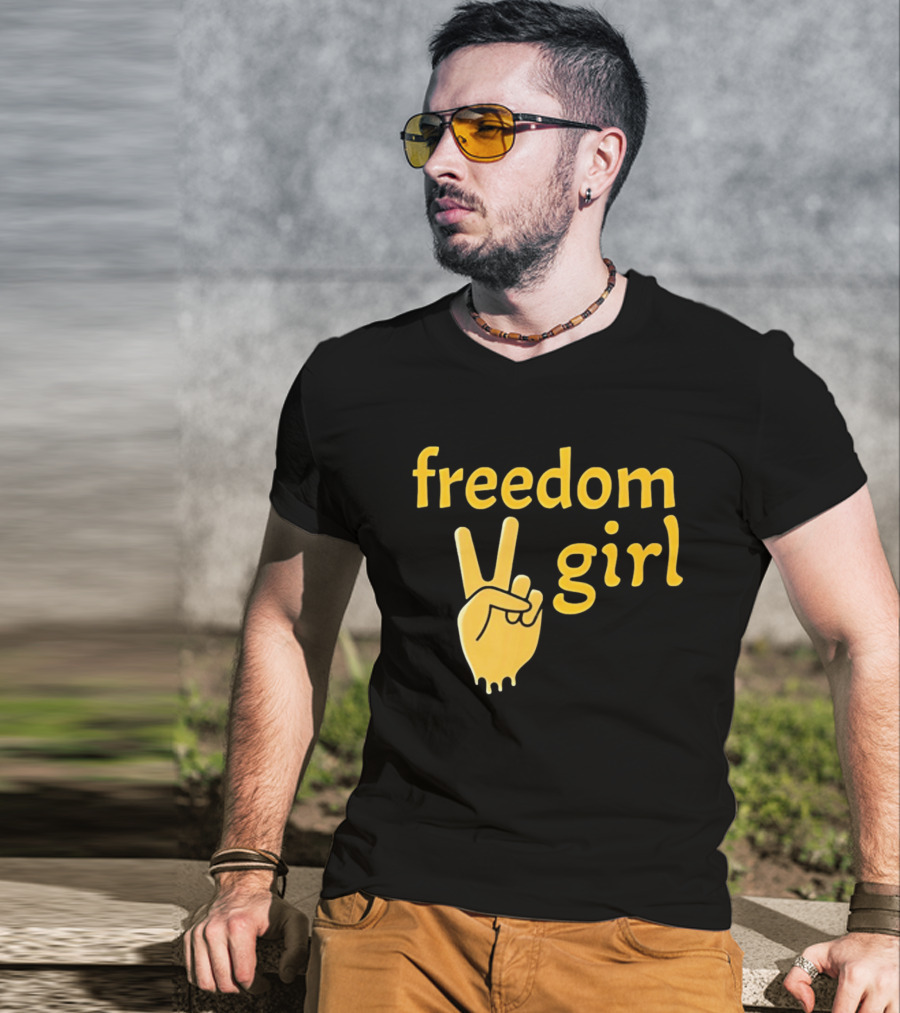 Freedom Girl Peace Sign Hand Gesture T-Shirt