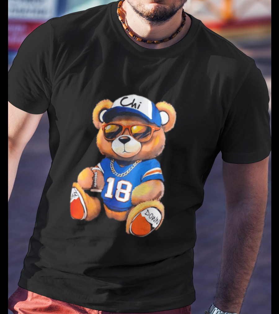Bear Down Chi 18 Teddy Bear Football Fan Gear T-Shirt