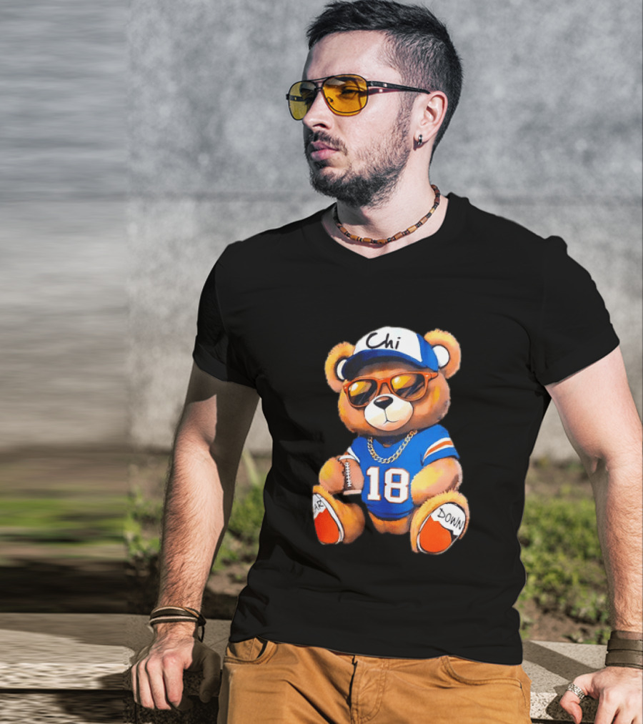 Bear Down Chi 18 Teddy Bear Football Fan Gear T-Shirt
