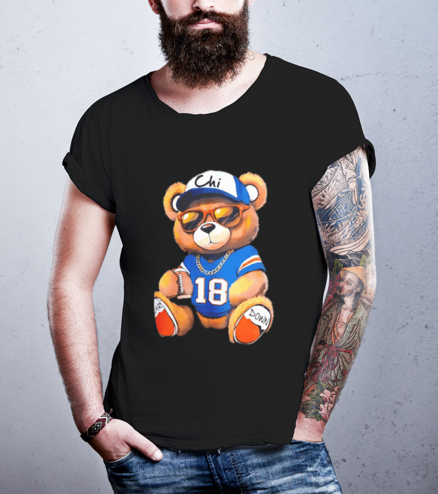 Bear Down Chi 18 Teddy Bear Football Fan Gear T-Shirt
