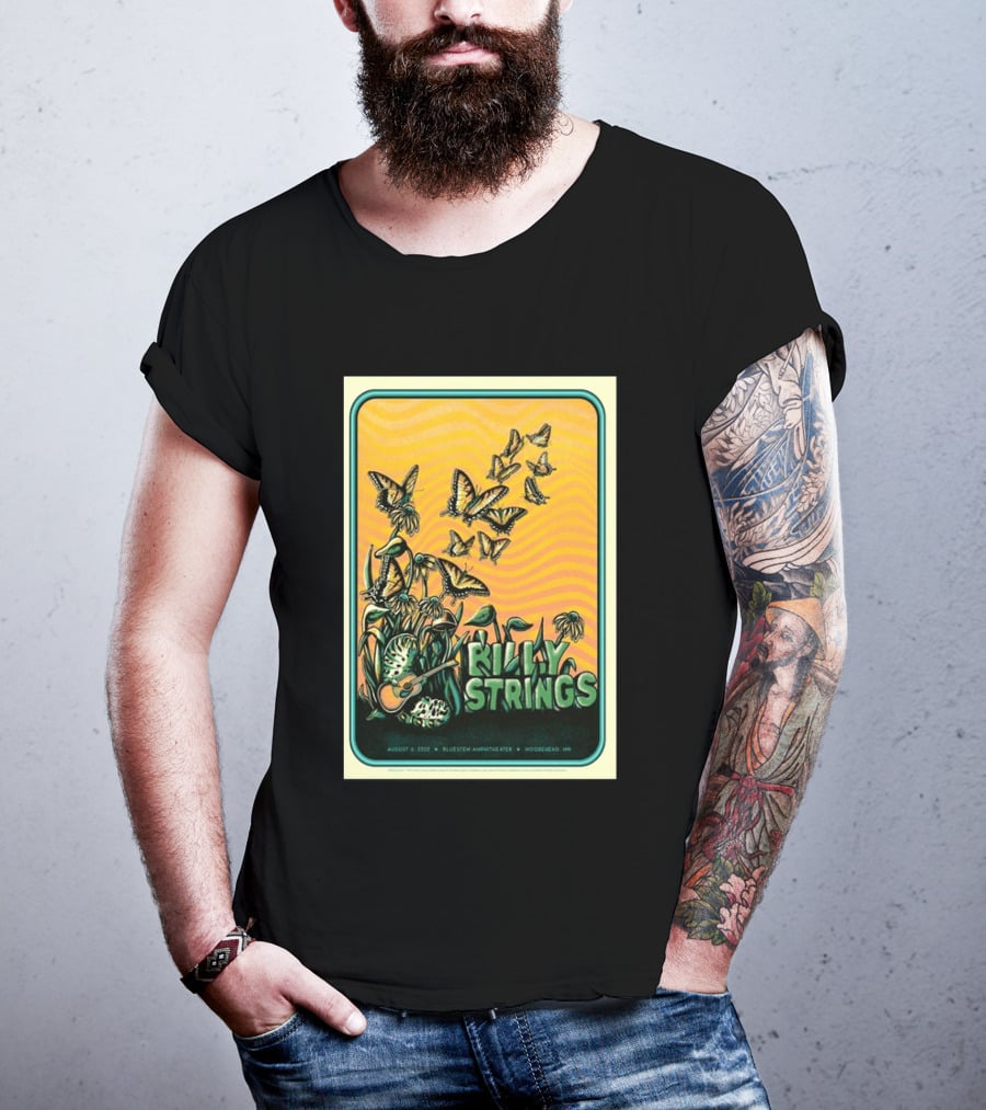 Billy Strings Bluestem Amphitheater August 6 2022 Butterfly Moorehead MN T-Shirt