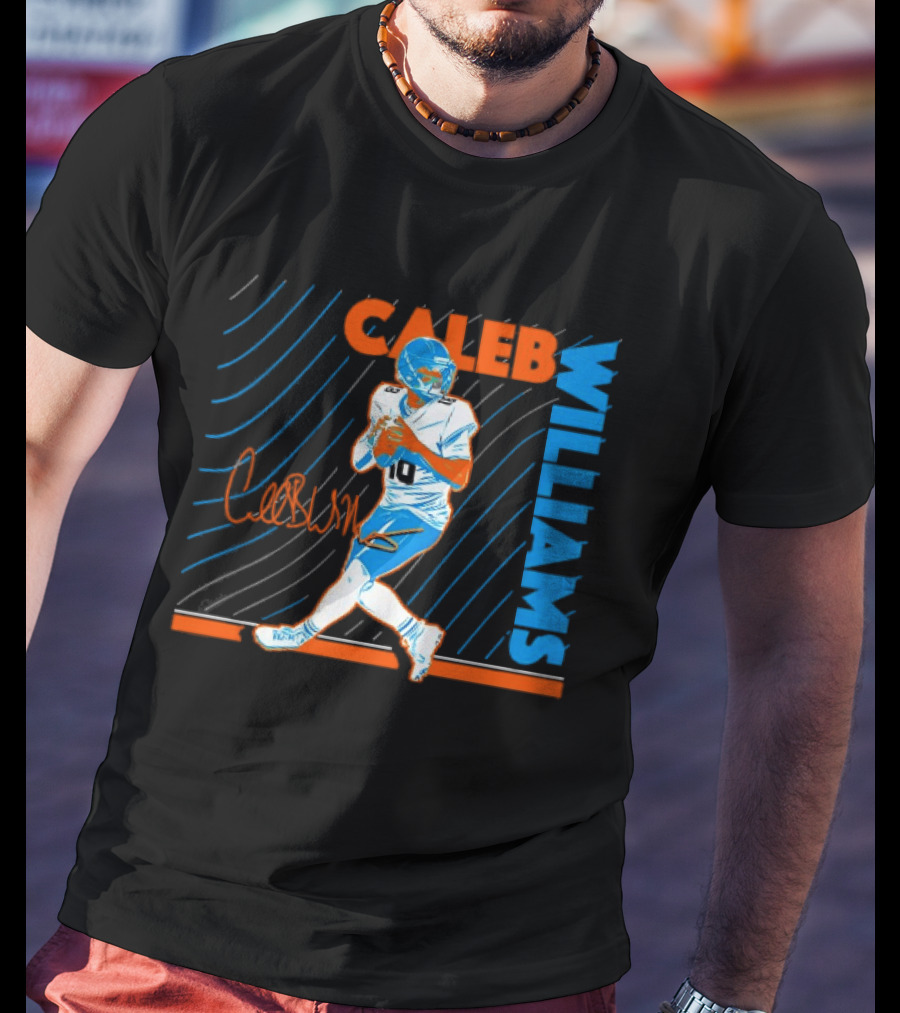 Caleb Williams Signed Football Chicago Bears Action Quarterback Sports Memorabilia T-Shirt