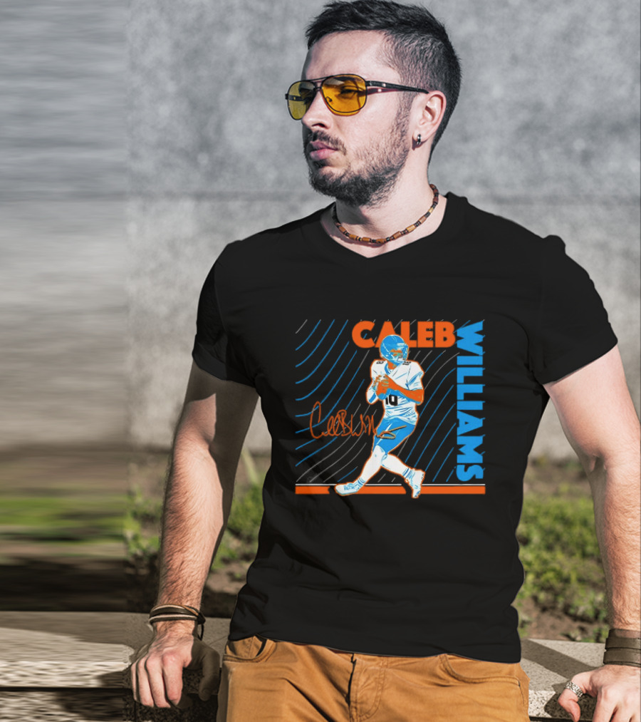 Caleb Williams Signed Football Chicago Bears Action Quarterback Sports Memorabilia T-Shirt
