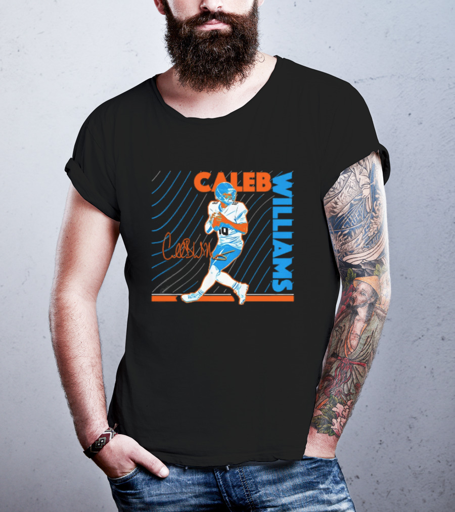 Caleb Williams Signed Football Chicago Bears Action Quarterback Sports Memorabilia T-Shirt