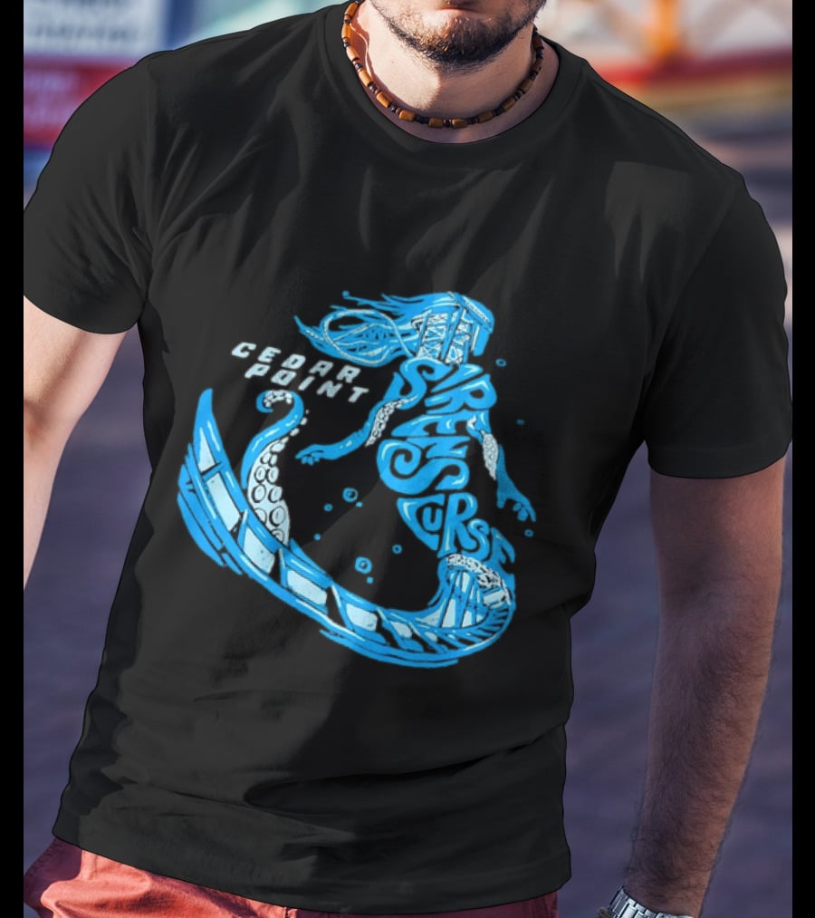 Cedar Point Sirens Curse Roller Blue Mermaid T-Shirt