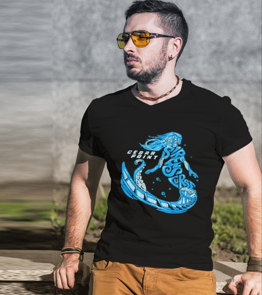 Cedar Point Sirens Curse Roller Blue Mermaid T-Shirt