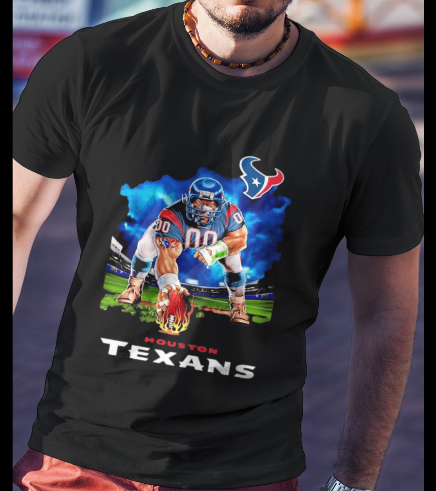 Houston Texans Ferocious Football Player NFL Team Spirit Challenge T-Shirt