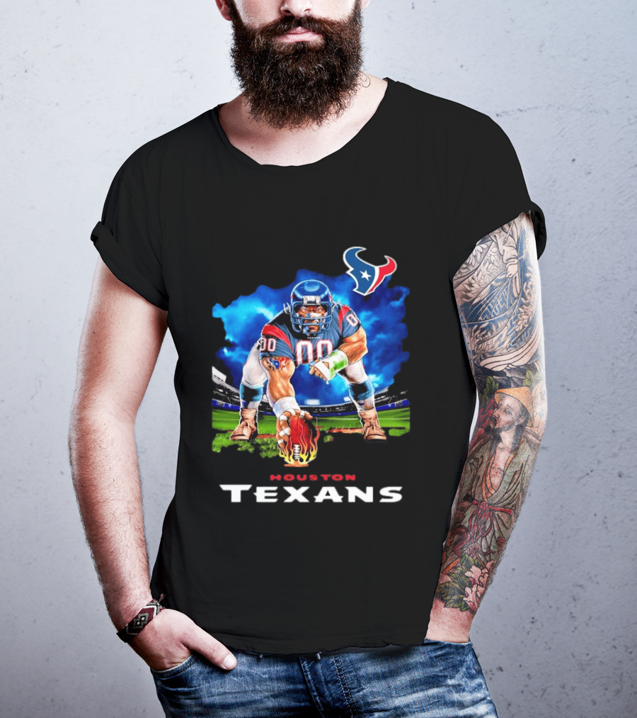 Houston Texans Ferocious Football Player NFL Team Spirit Challenge T-Shirt
