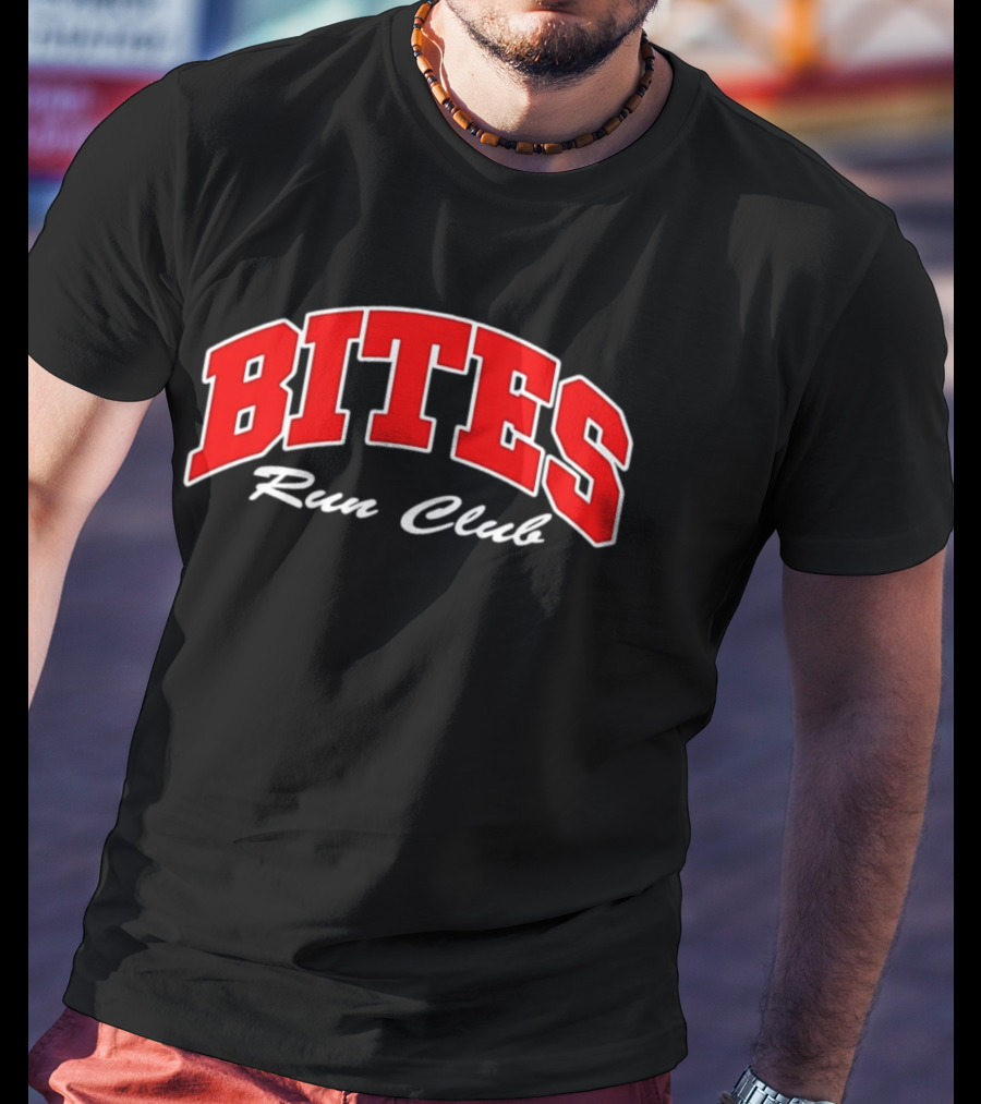 Bites Run Club Classic Style Sports Lettering T-Shirt