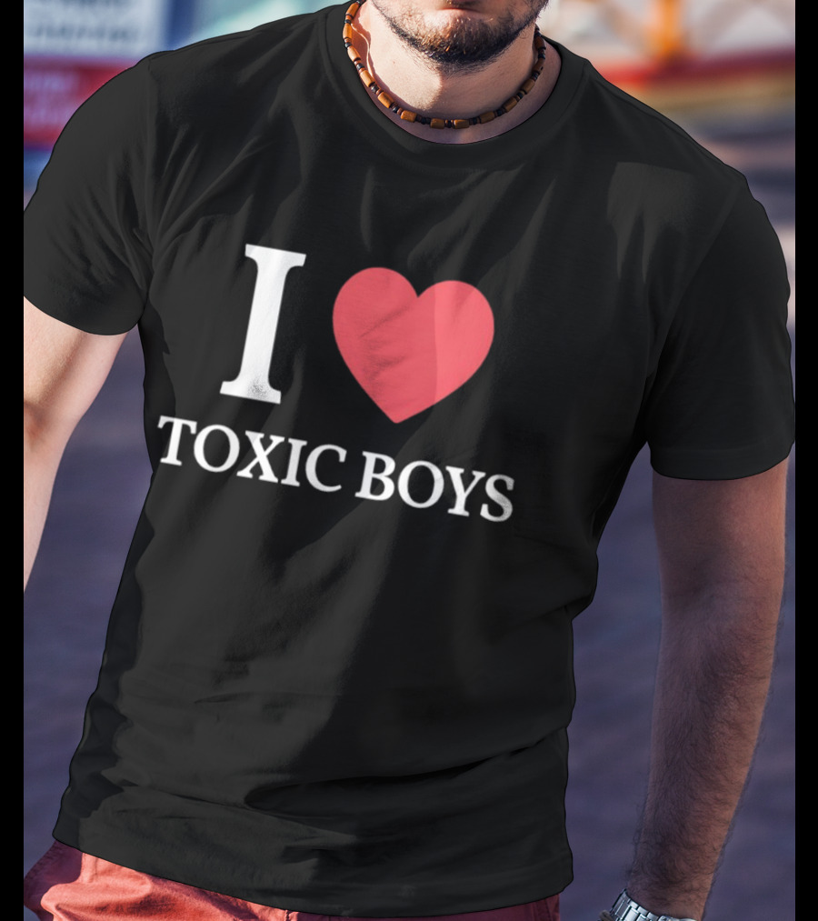 I Heart Toxic Boys Bold White And Red T-Shirt
