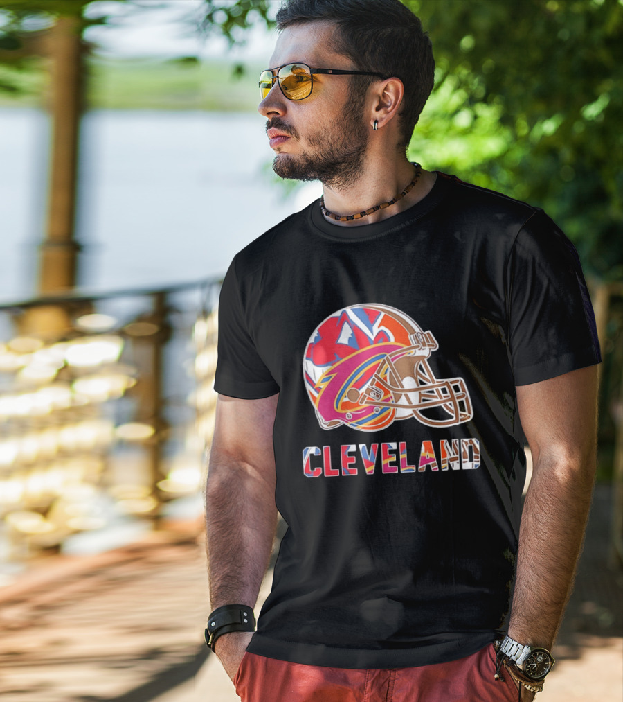 Cleveland Football Cavaliers Browns Guardians Helmet T-Shirt