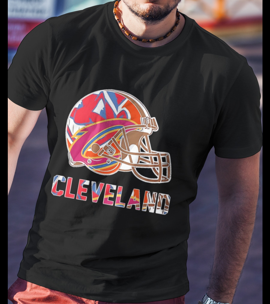 Cleveland Football Cavaliers Browns Guardians Helmet T-Shirt