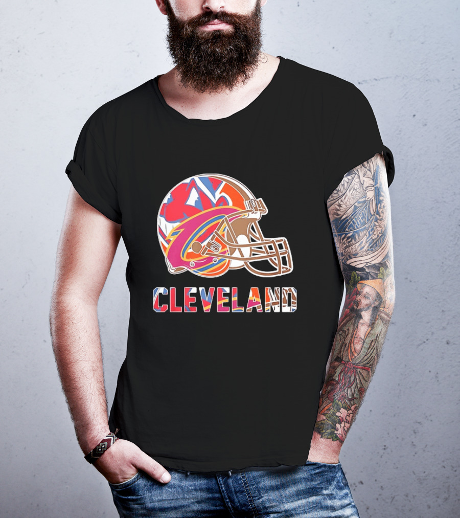 Cleveland Football Cavaliers Browns Guardians Helmet T-Shirt