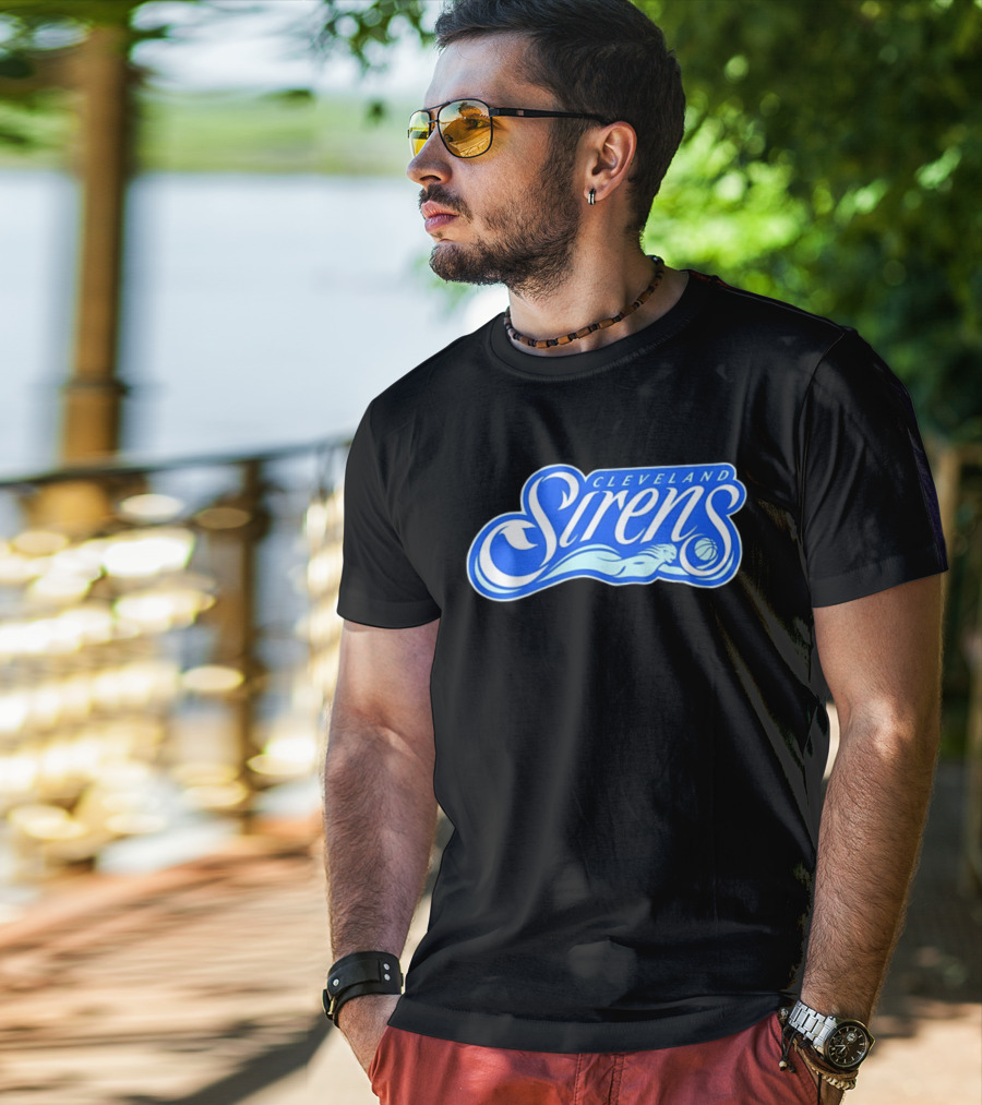 Cleveland Sirens Basketball Sports Team Oceanic Logo With Athlete And Ball T-Shirt