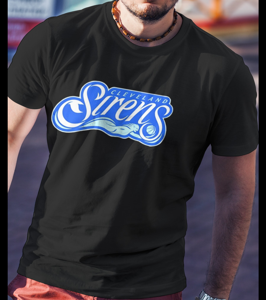 Cleveland Sirens Basketball Sports Team Oceanic Logo With Athlete And Ball T-Shirt