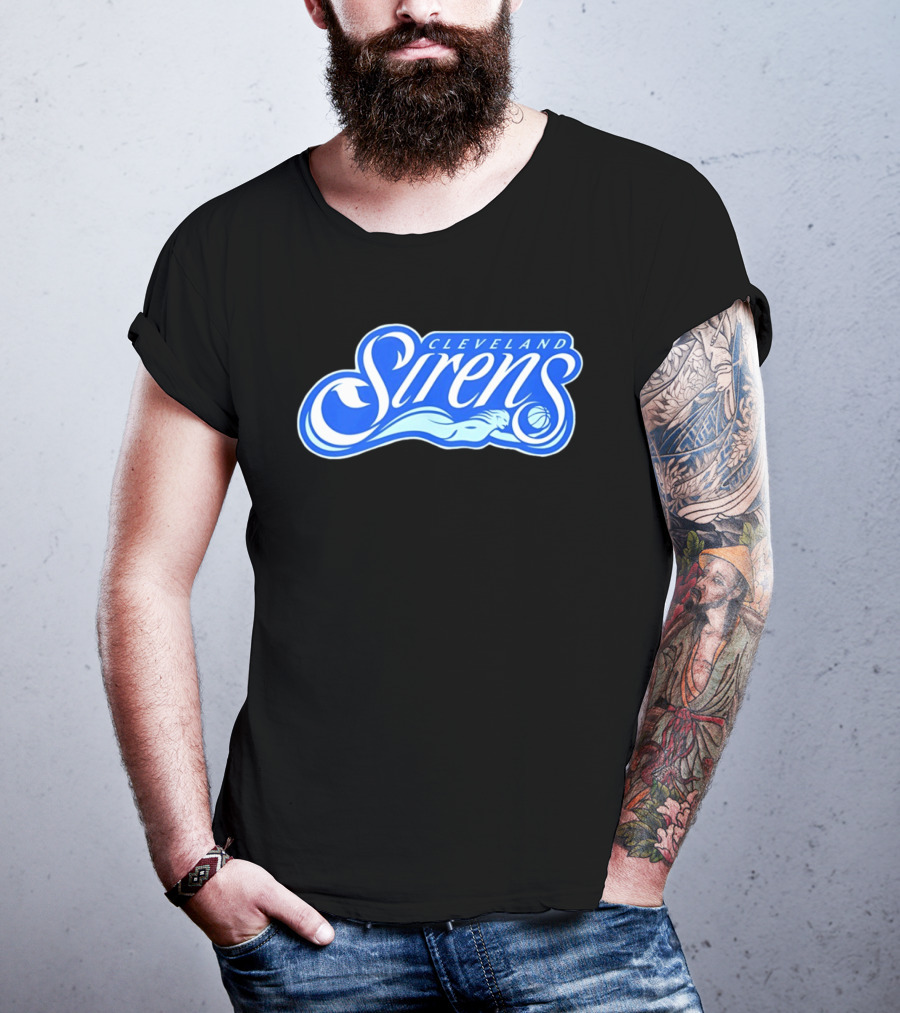 Cleveland Sirens Basketball Sports Team Oceanic Logo With Athlete And Ball T-Shirt