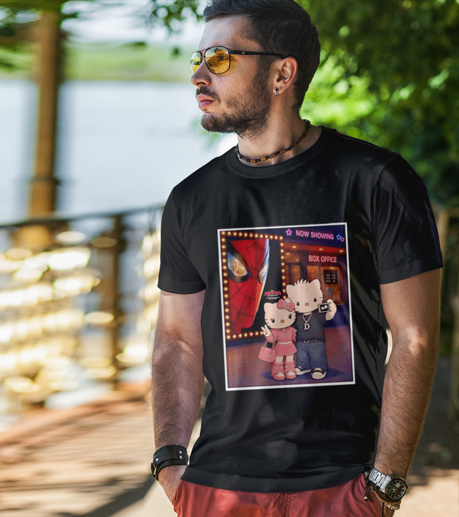 Now Showing Box Office Hello Kitty And Dear Daniel Spider Man Movie Polaroid Frame T-Shirt