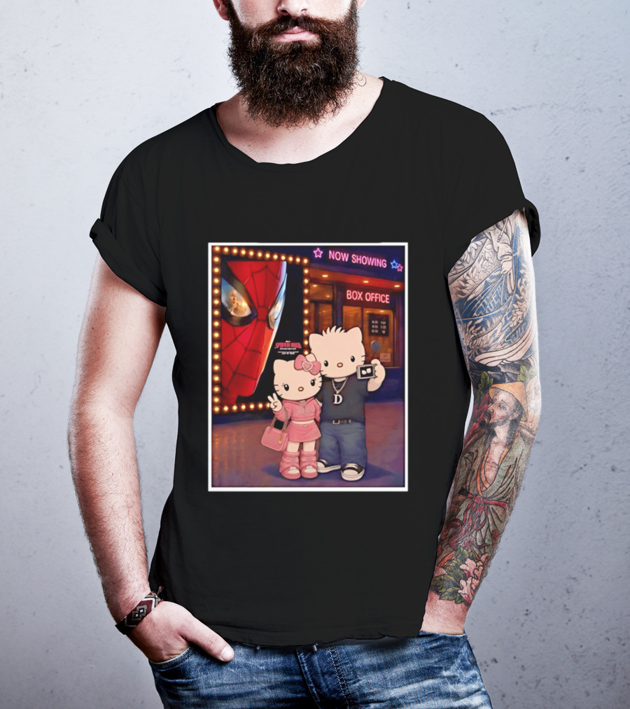 Now Showing Box Office Hello Kitty And Dear Daniel Spider Man Movie Polaroid Frame T-Shirt