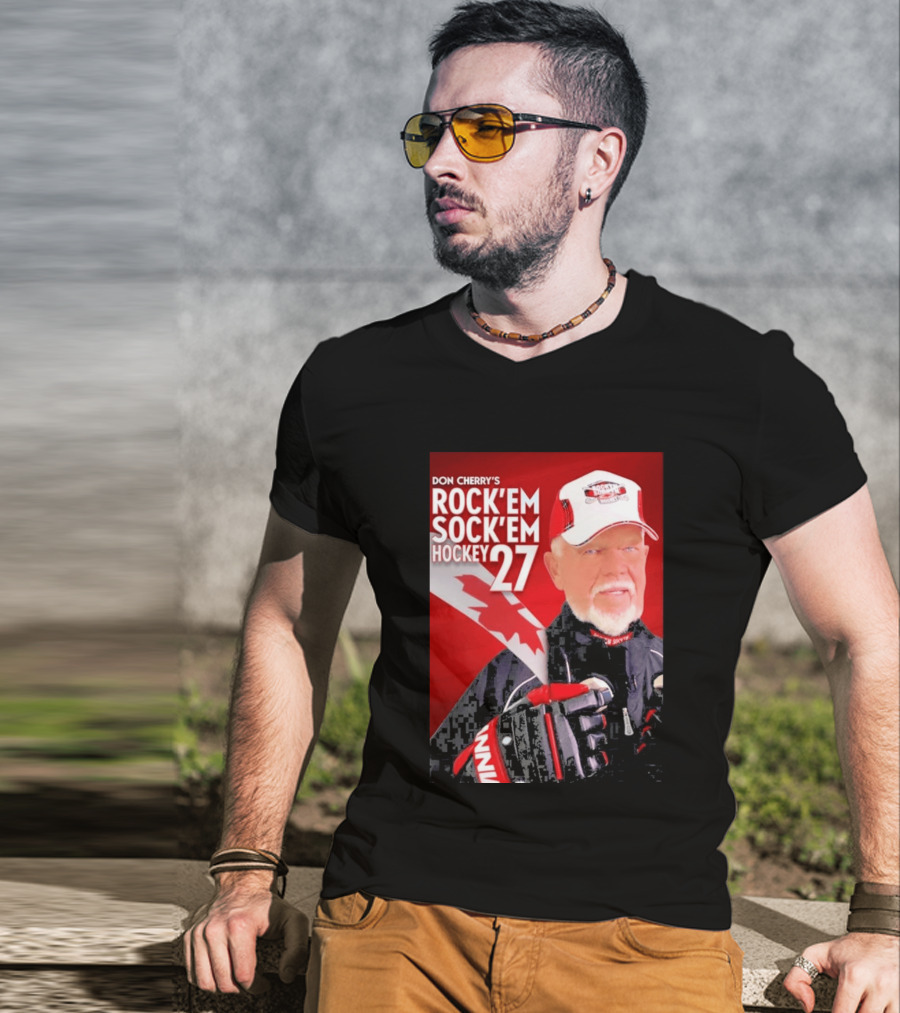 Don Cherry's Rock'em Sock'em Hockey 27 Maple Leaf Hat And Gloves Canada T-Shirt