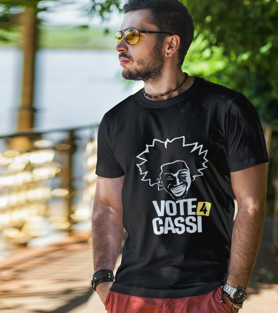Vote 4 Cassi Spiky Afro Smiling Line T-Shirt