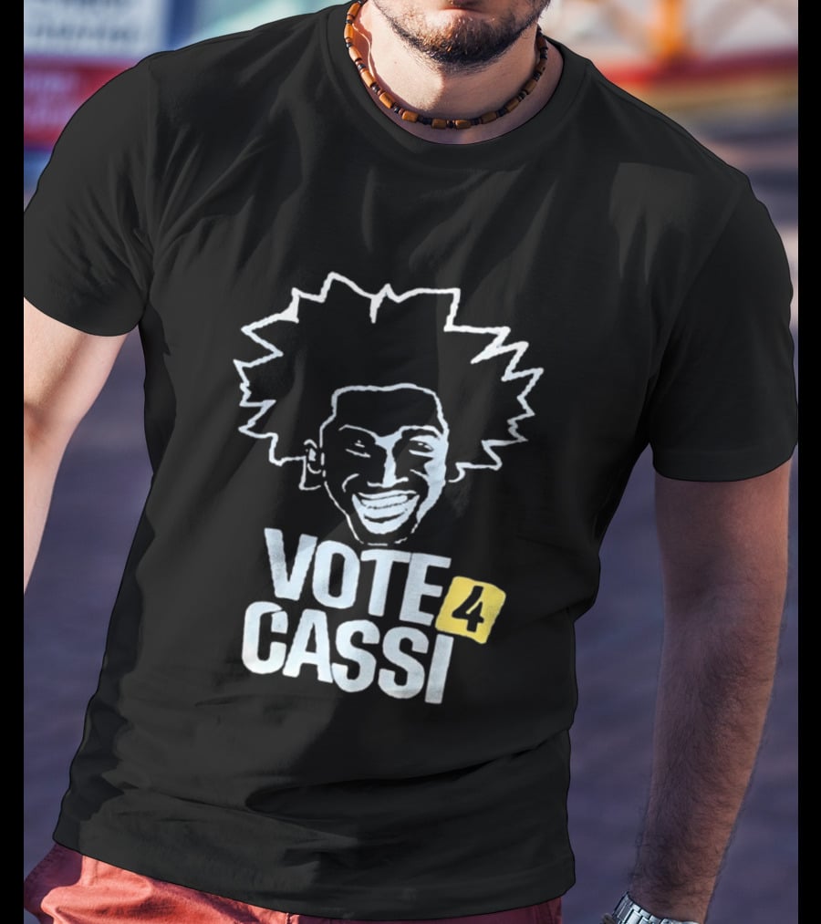Vote 4 Cassi Spiky Afro Smiling Line T-Shirt