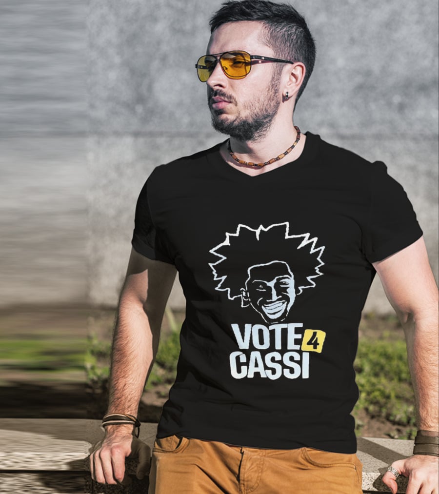 Vote 4 Cassi Spiky Afro Smiling Line T-Shirt