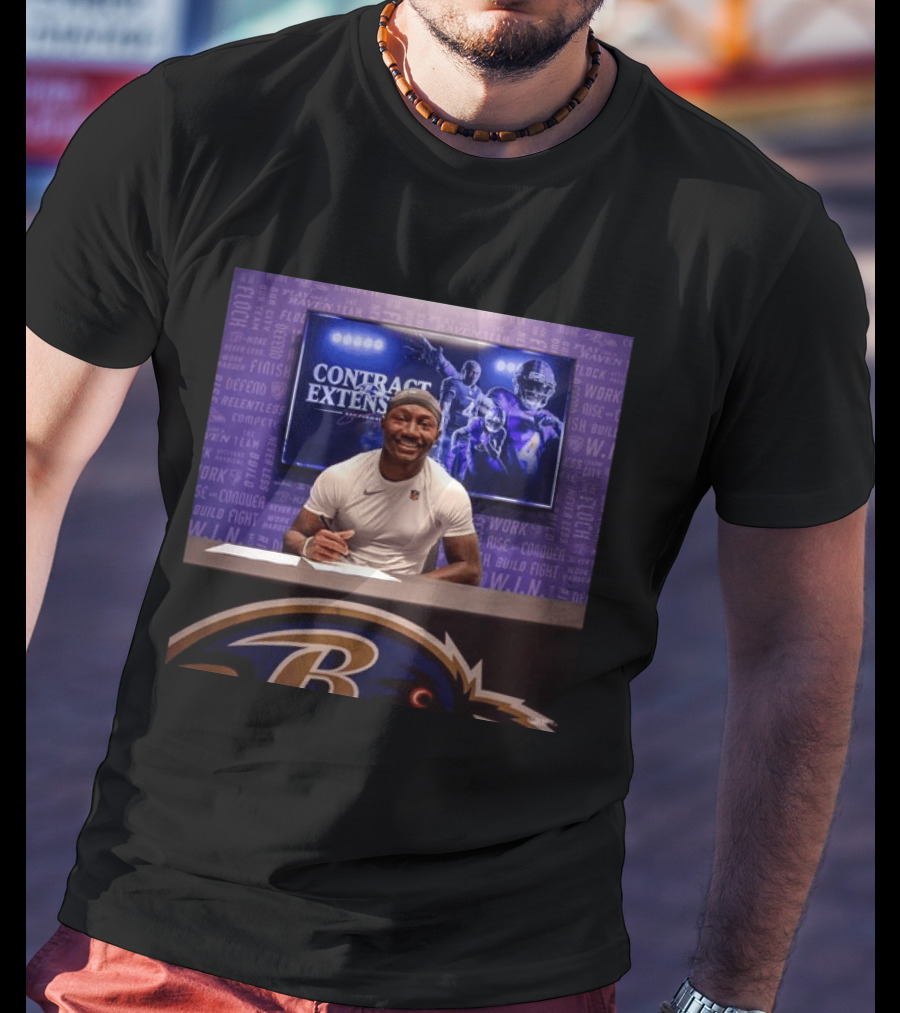 Zay Flowers Contract Extension Baltimore Ravens Football Player Signing NFL Deal T-Shirt