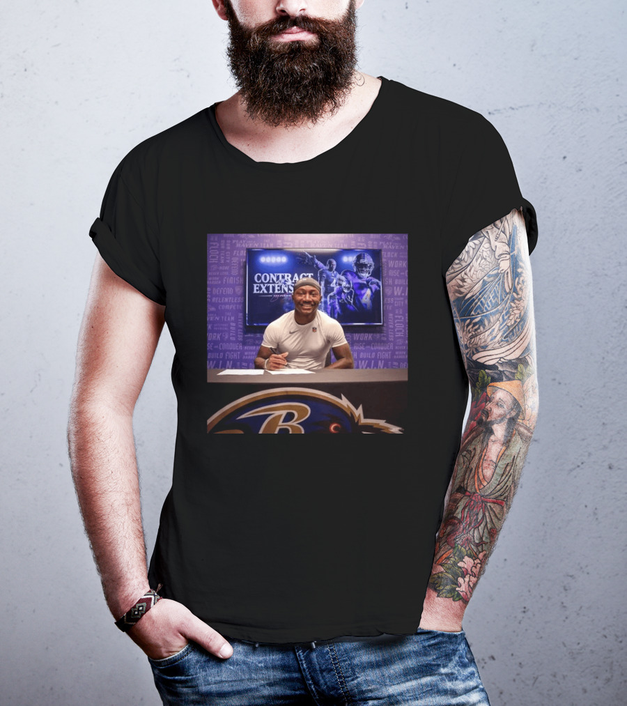 Zay Flowers Contract Extension Baltimore Ravens Football Player Signing NFL Deal T-Shirt
