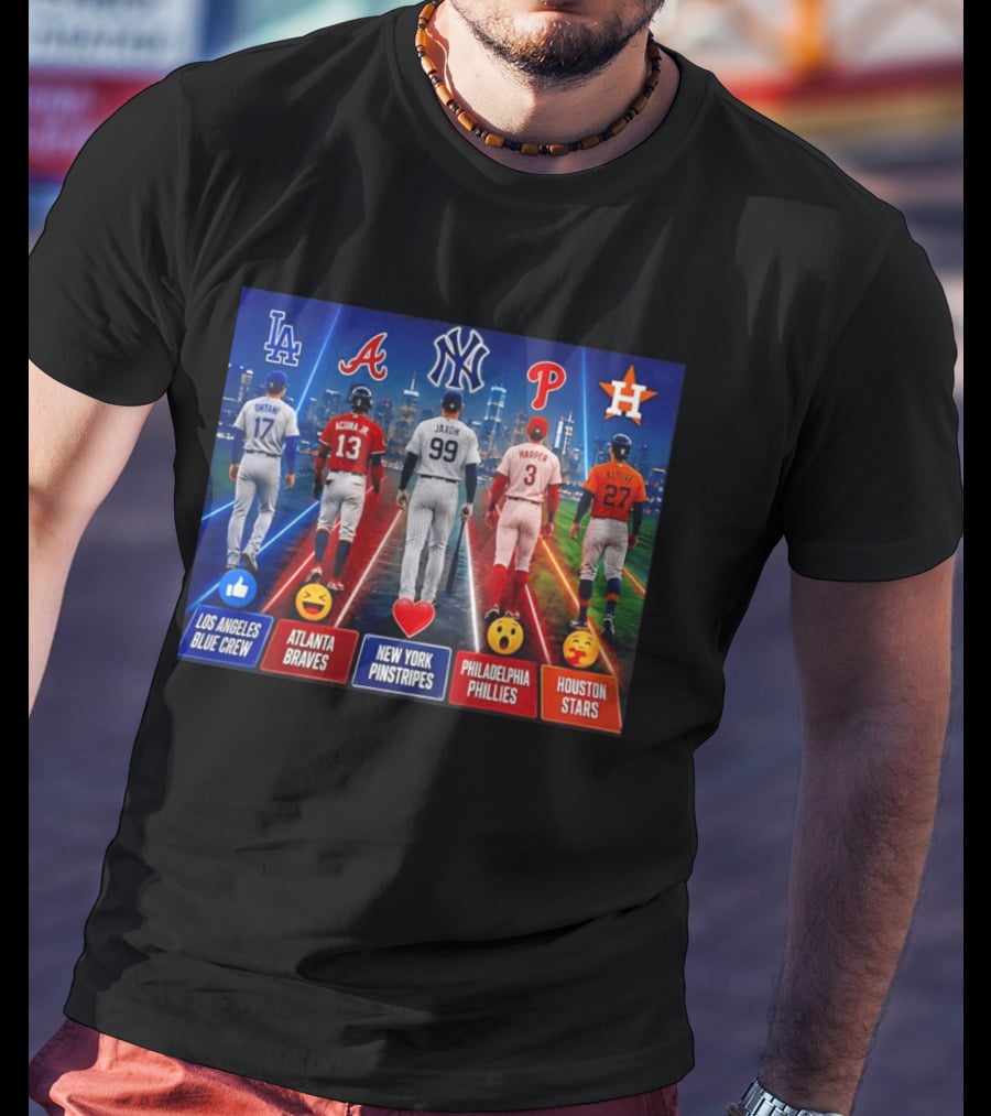 Los Angeles Blue Crew Atlanta Braves New York Pinstripes Philadelphia Phillies Houston Stars Ohtani Acuna Jr Jaxon Harper Altuve T-Shirt