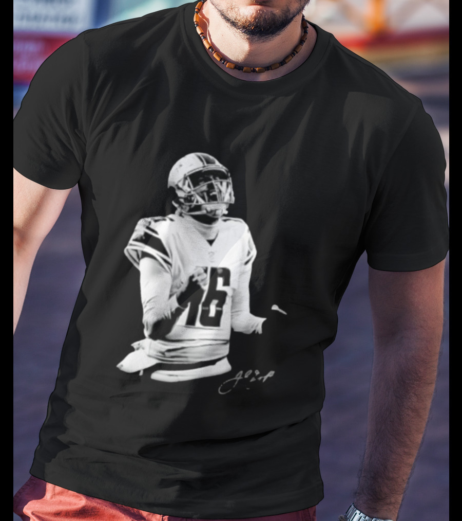 Original Detroit Lions Jared Goff 16 Quarterback MVP Player Autograph T-Shirt