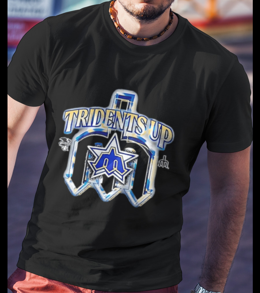 Seattle Mariners MLB Tridents Up 3D Metallic Compass Star T-Shirt