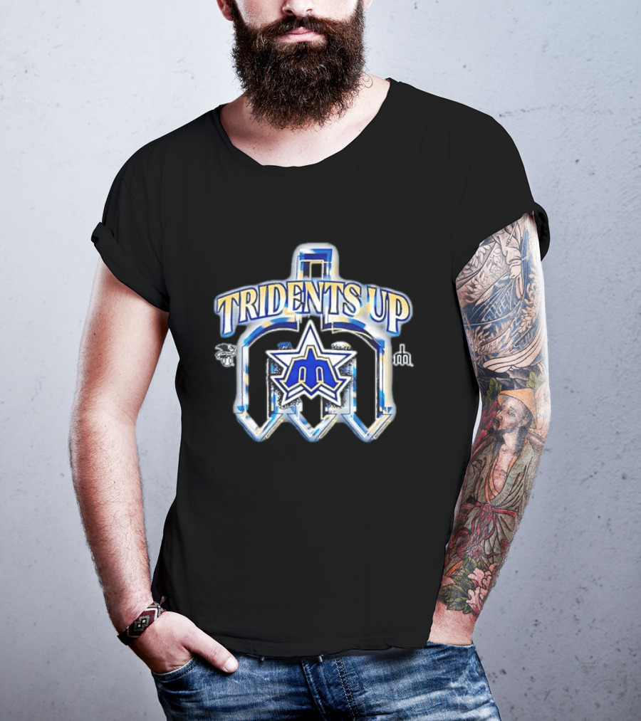Seattle Mariners MLB Tridents Up 3D Metallic Compass Star T-Shirt