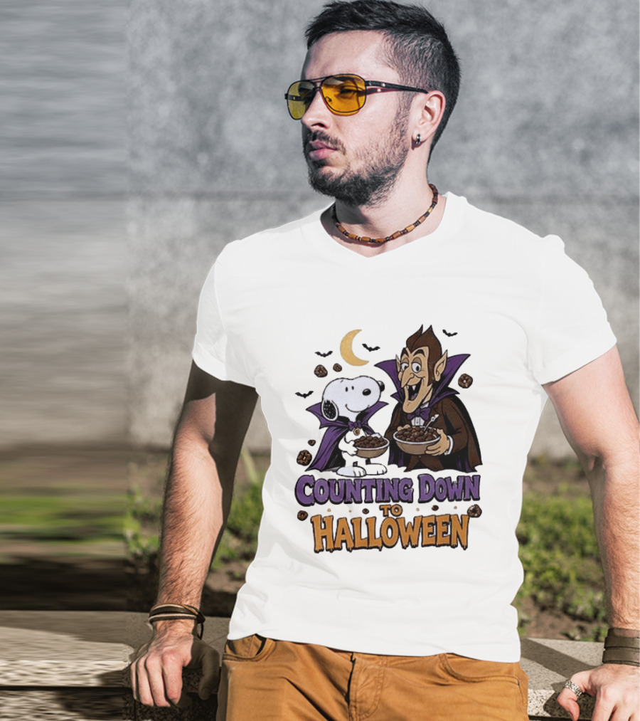 Peanuts Snoopy And Dracula Counting Down To Halloween T-Shirt