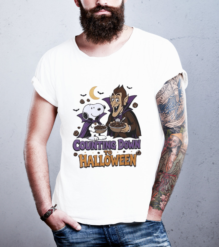 Peanuts Snoopy And Dracula Counting Down To Halloween T-Shirt