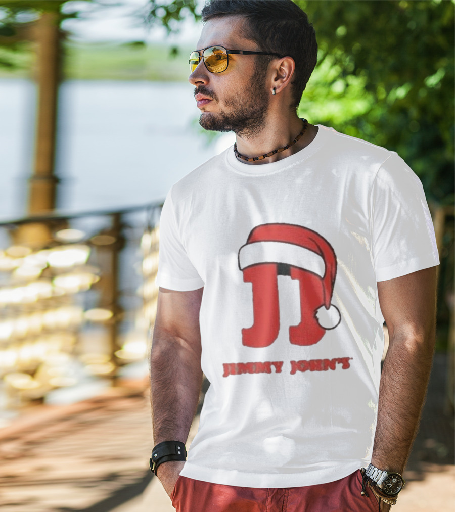 Jimmy John's Festive Santa Hat Christmas T-Shirt