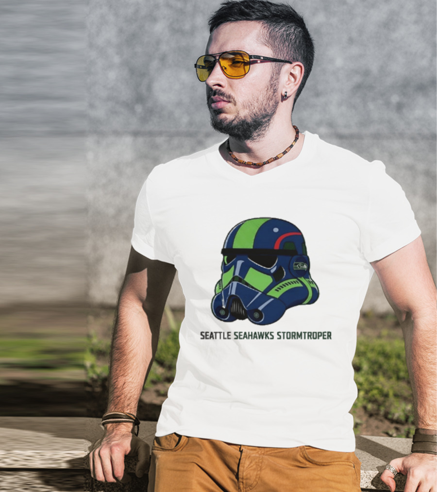 Seattle Seahawks Stormtrooper Game Day Galactic Helmet T-Shirt
