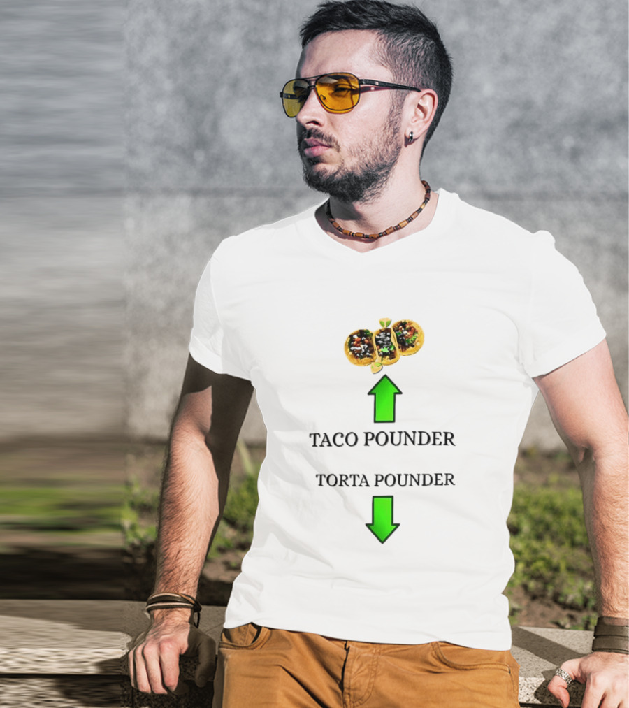 Taco Pounder Torta Pounder Trio Mexican Tacos Lime Green Arrows T-Shirt