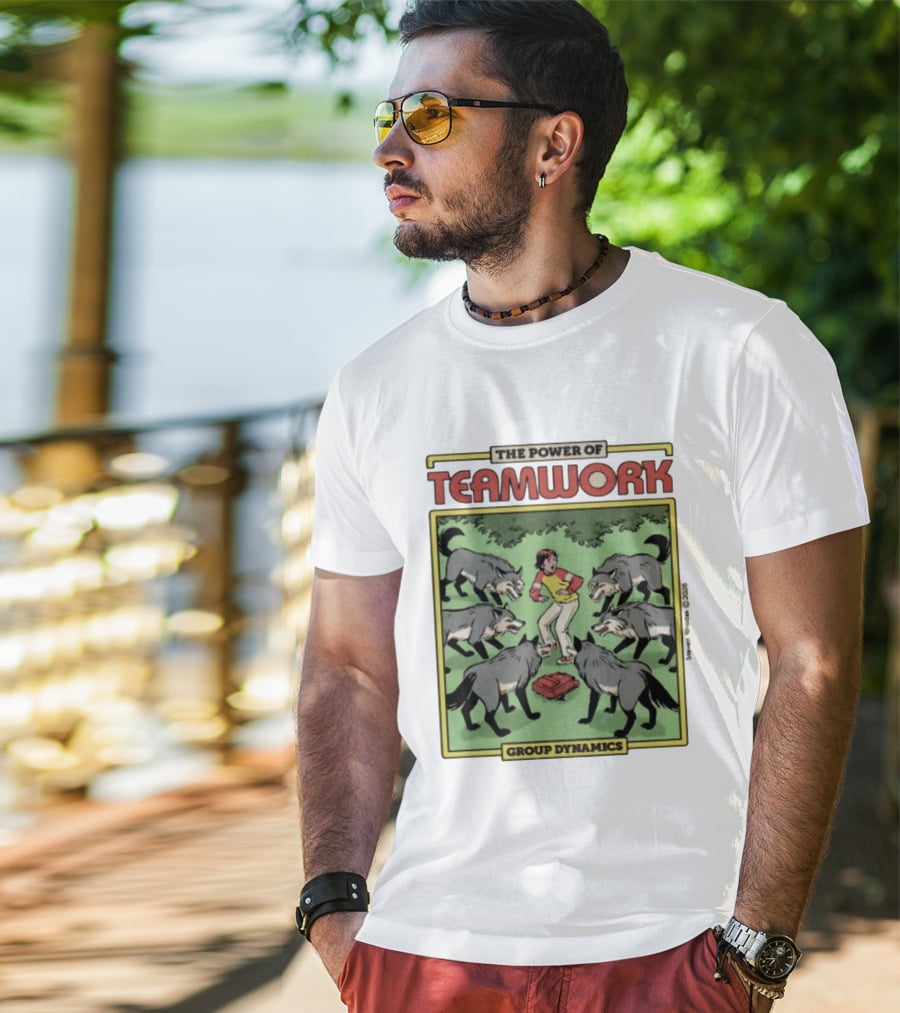 The Power Of Teamwork Group Dynamics Child Surrounded By Wolves T-Shirt