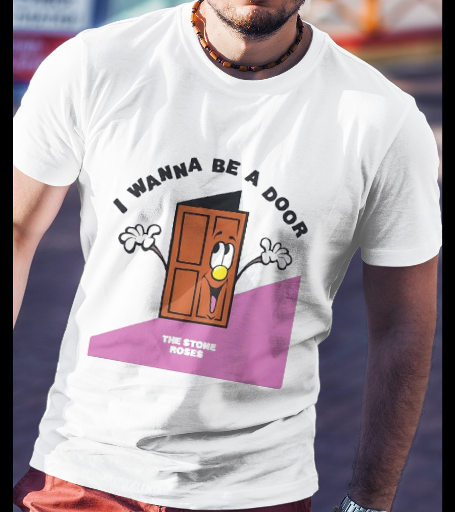 The Stone Roses I Wanna Be A Door Cartoon Yellow Nose Waving Hands T-Shirt