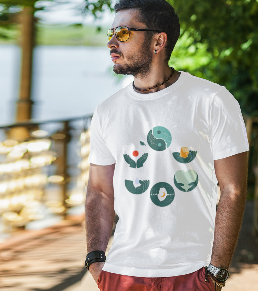 Tors Store Yin Yang Elements Hands Nature T-Shirt