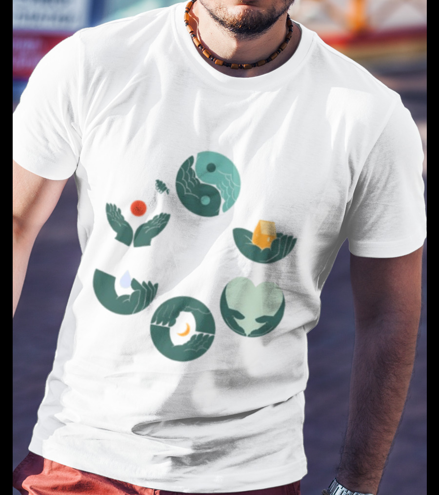 Tors Store Yin Yang Elements Hands Nature T-Shirt