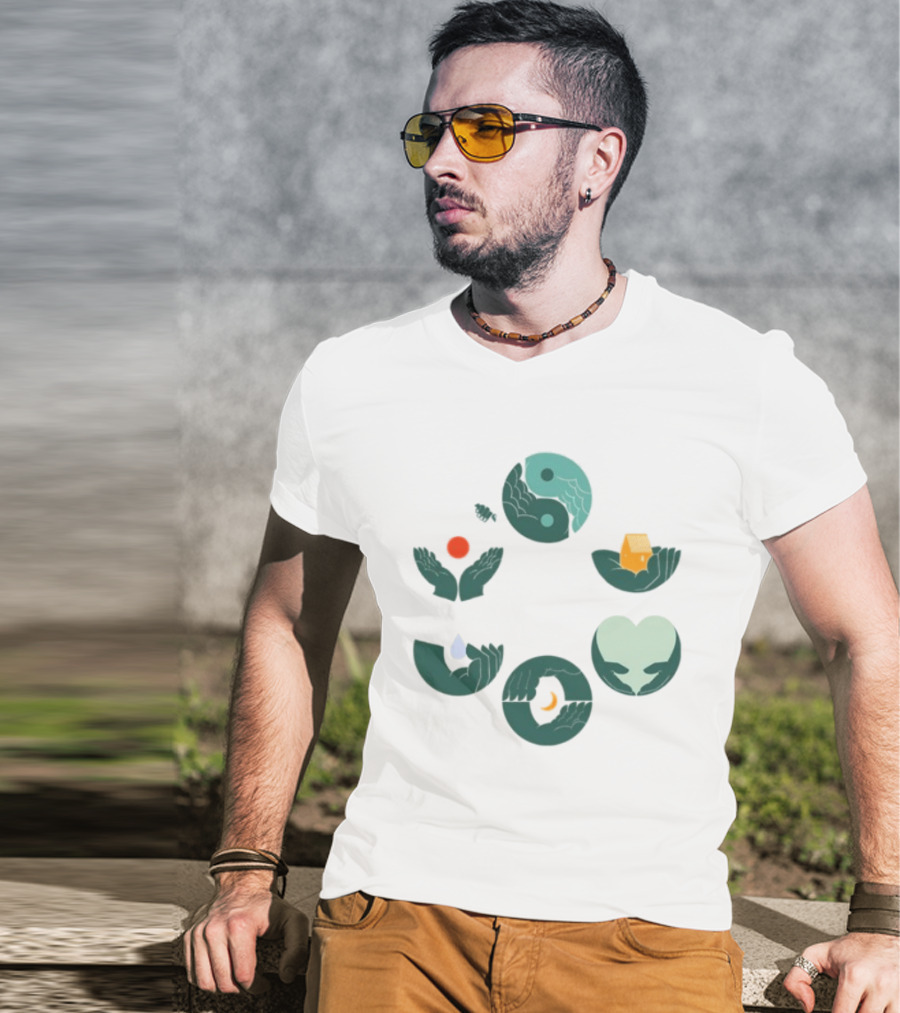 Tors Store Yin Yang Elements Hands Nature T-Shirt