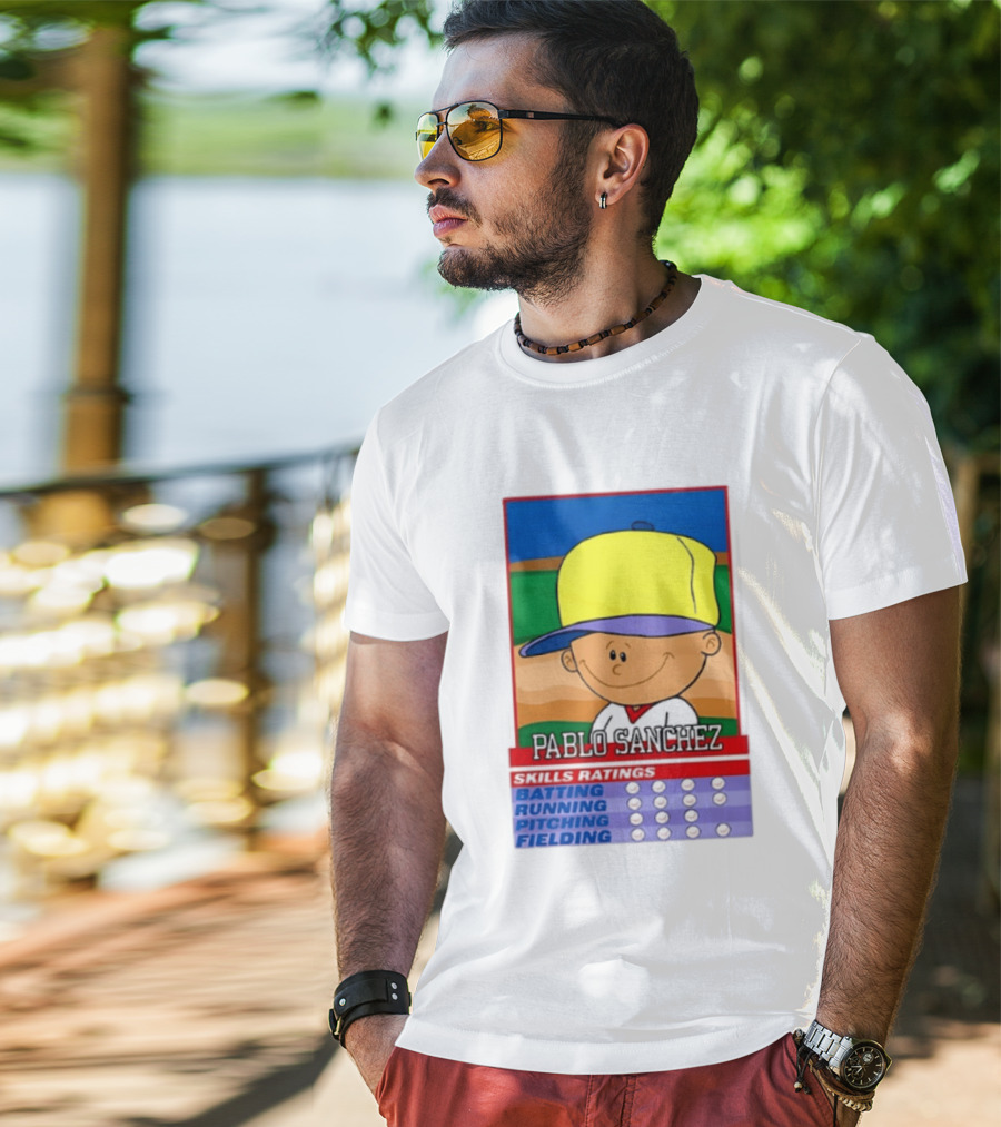 Trending Pablo Sanchez Skills Ratings Card Batting Running Pitching Fielding T-Shirt